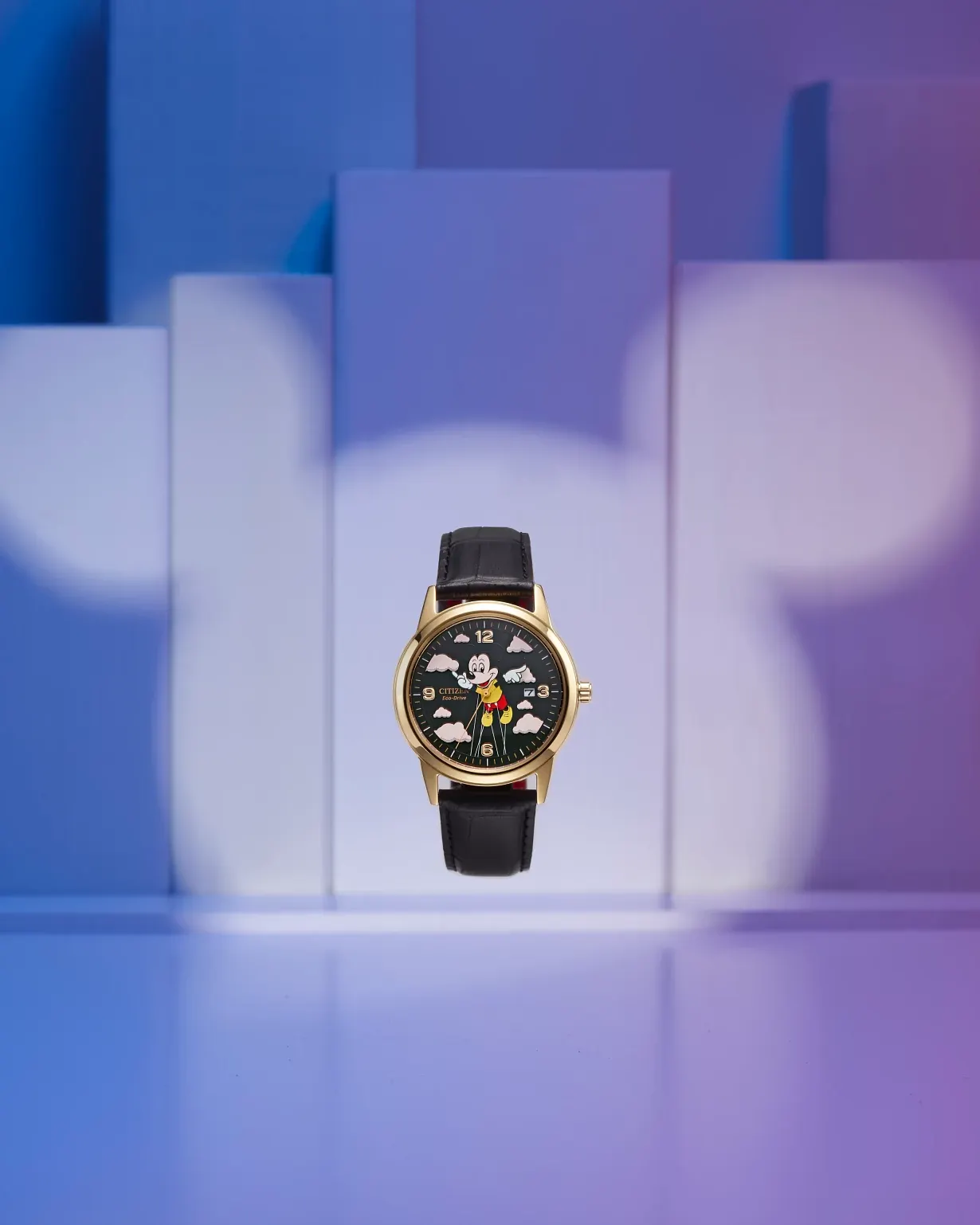 Soaring High Mickey Mouse Black Dial Leather Strap AW1862-06W